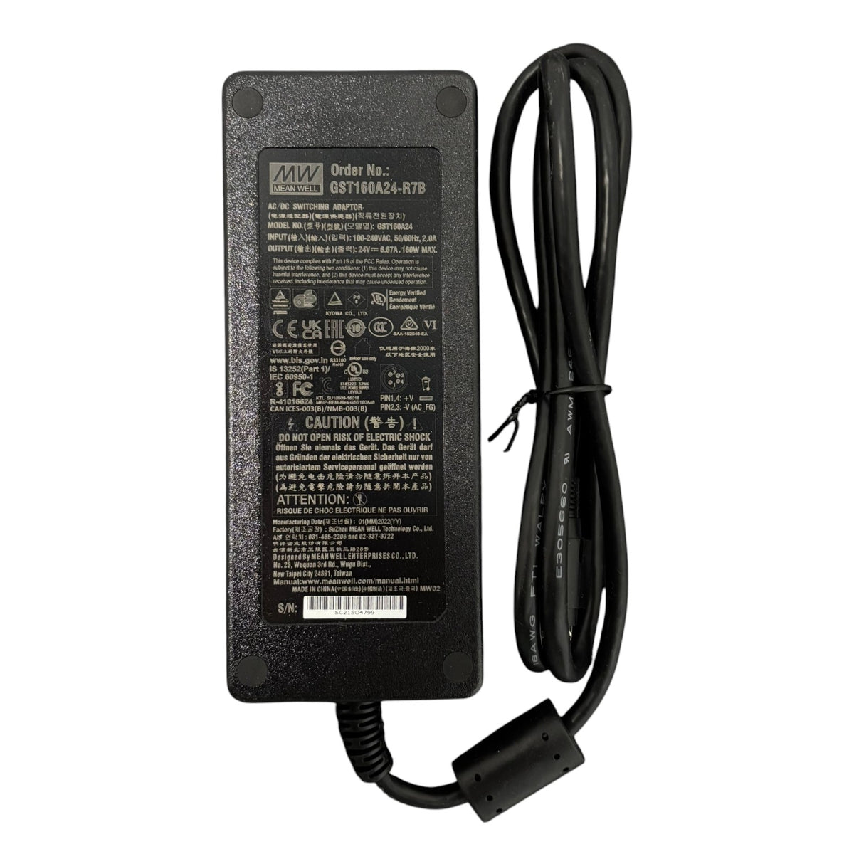 Power Supply Block MEAN WELL GST160A24-R7B 160W 24V 6.67 Amp AC-DC High Reliability Industrial