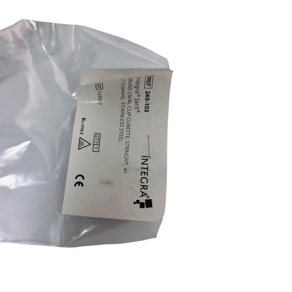 Integra Jarit, Ref 240-103 Bruins oval cup Curette, Straight, #1 7" (175mm), Stainless Steel, New in packaging