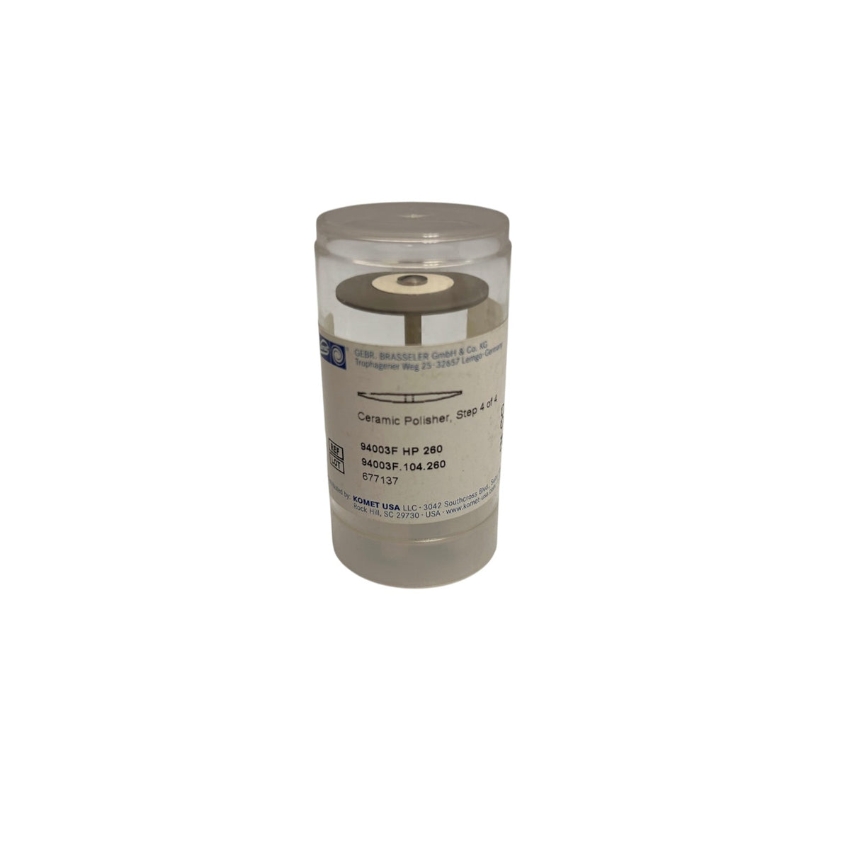 Komet Creamic polisher, Ref 94003F.104.260 Step 4 of 4, max RPM, 10,000, Opt Rpm 6000, Grey