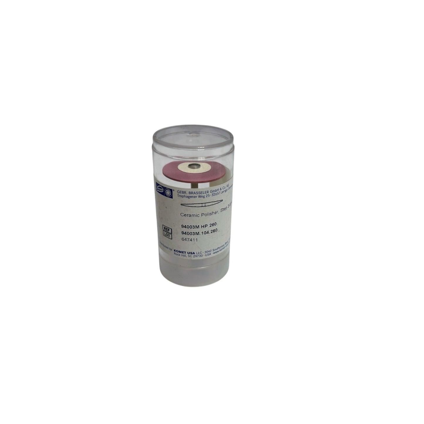 Komet Creamic polisher, Ref 94003M.104.260 Step 3 of 4, max RPM, 10,000, Opt Rpm 6000 Pink