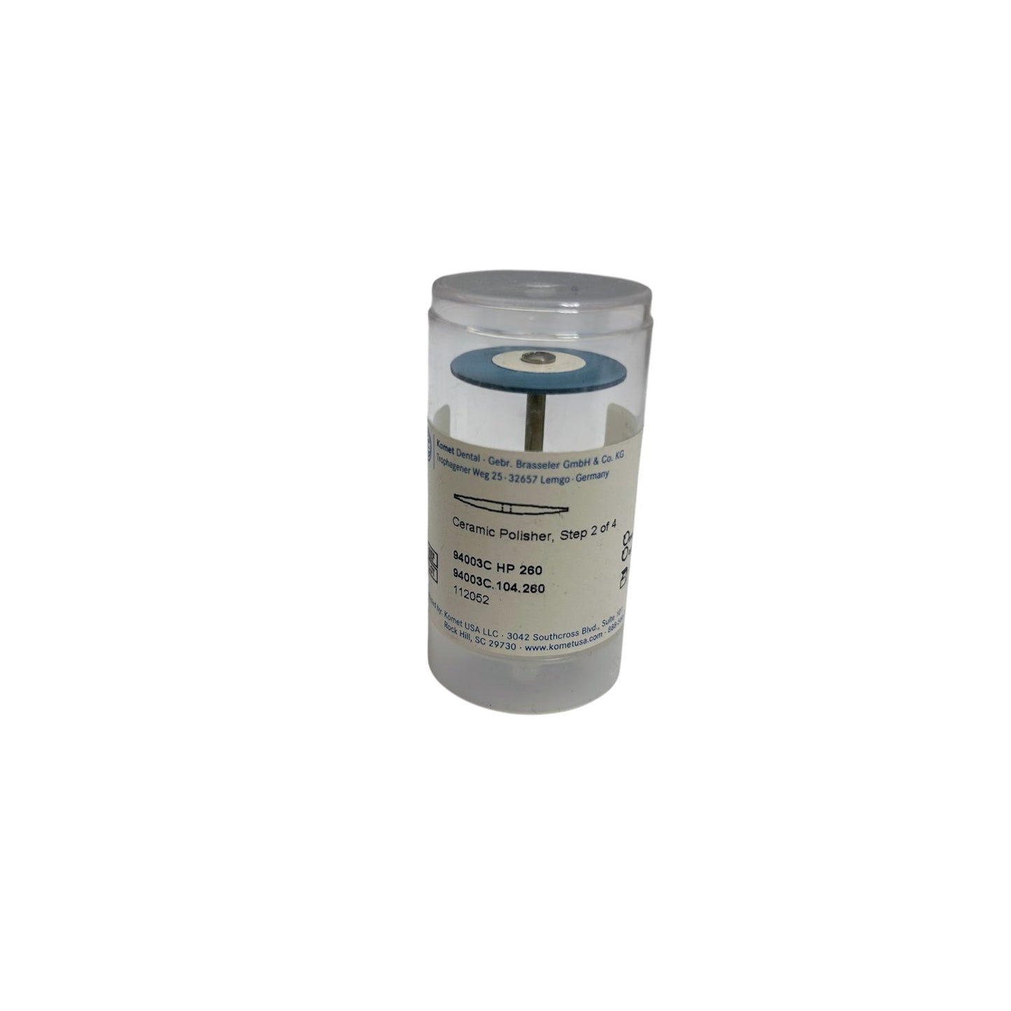 Komet Creamic polisher, Ref 94003C.104.260 Step 2 of 4, max RPM, 10,000, Opt Rpm 6000 Blue