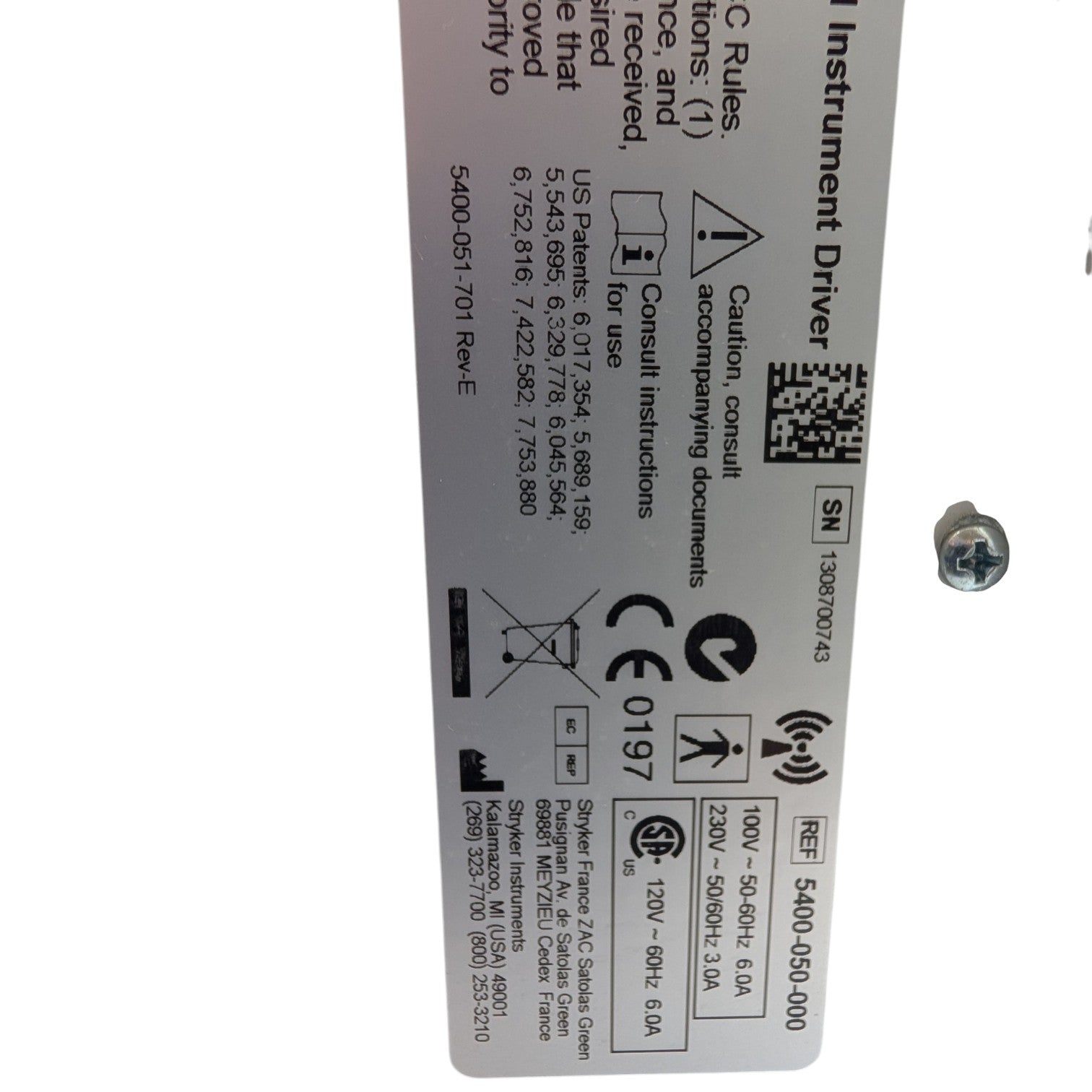 Stryker Core power insturment driver 5400-050-000 Arthroscopic Console