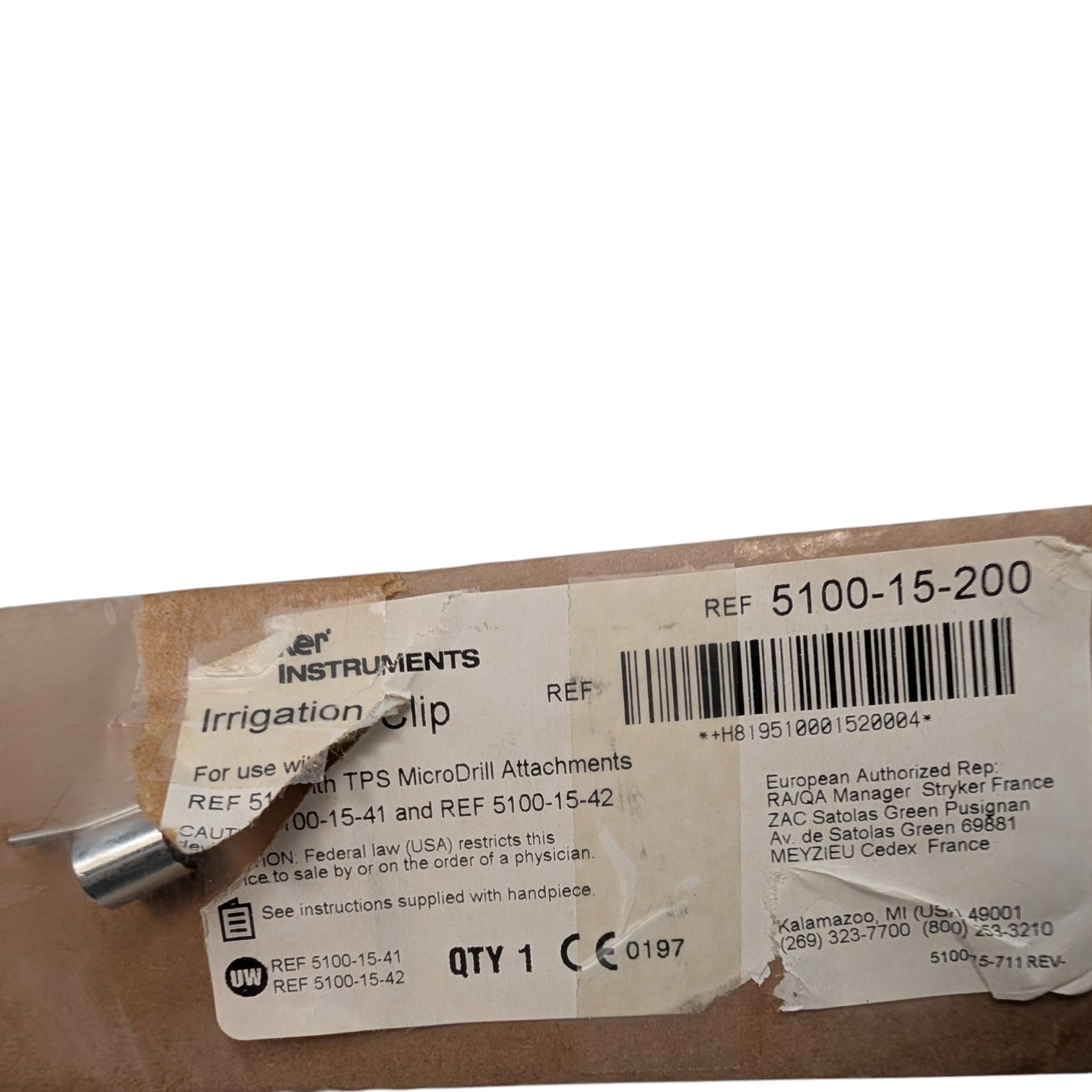 Stryker 5100-15-200 Irrigation Clip