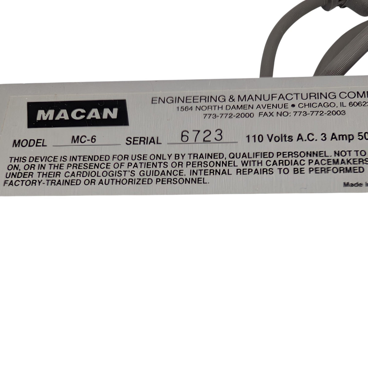 Macan Manufacturing Isolated Output Radiosurge Unit 120V #MC-6A