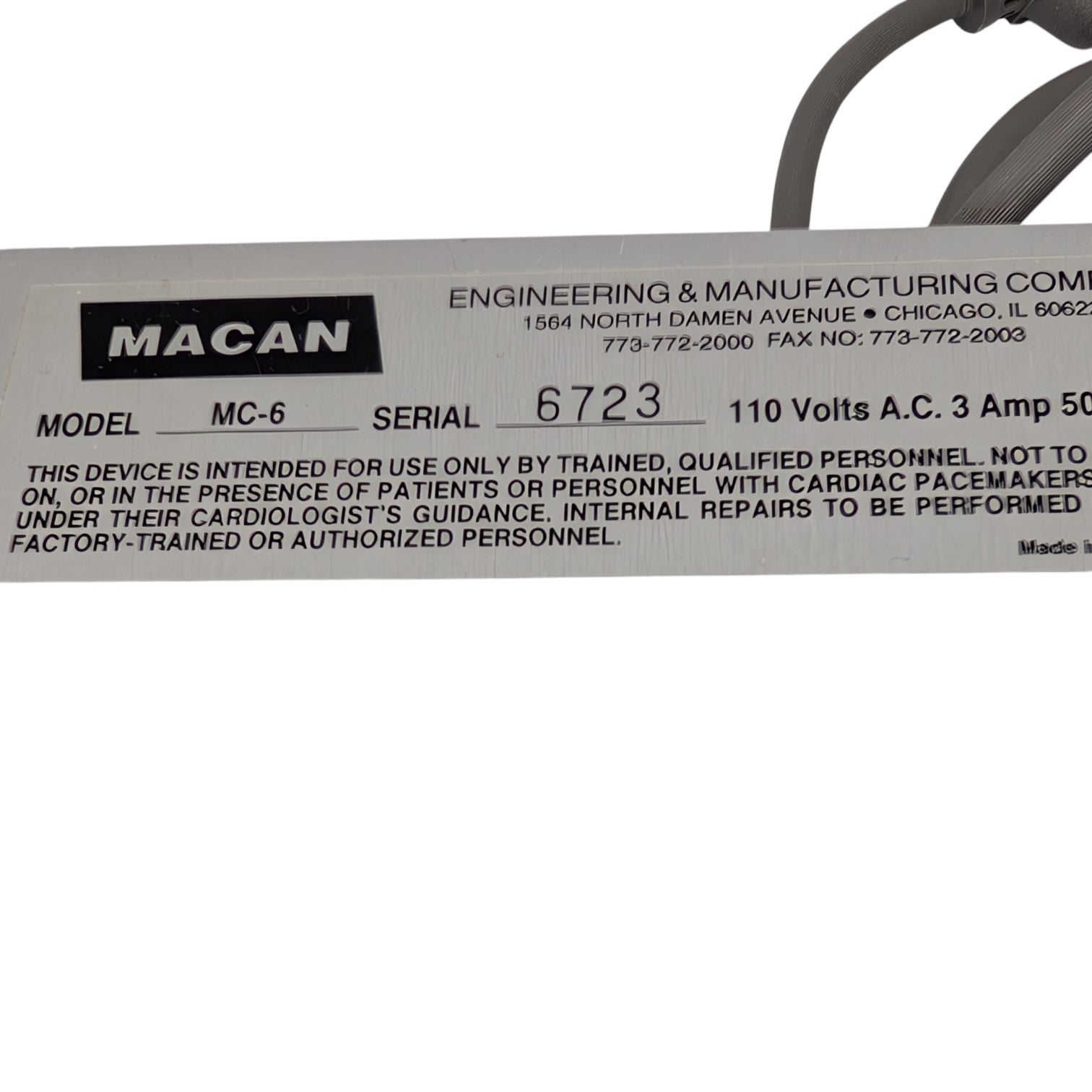 Macan Manufacturing Isolated Output Radiosurge Unit 120V #MC-6A